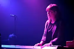 Sara Lowes performing with the band Bone-Box at Manchester Sound Control on 20 January 2014