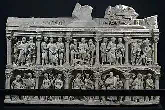 Marble sarcophagus with Christian relief sculpture