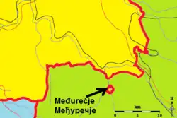 Map of Međurečje enclave, part of the municipality of Rudo, Republika Srpska (BIH)