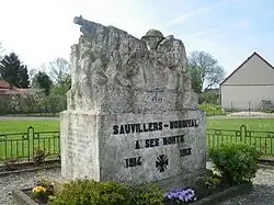 The war memorial at Sauvillers-Mongival