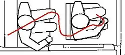 A curve showing the same bullet's trajectory in an alternative scenario where Kennedy sat directly behind Connally, according to conspiracy theorists.