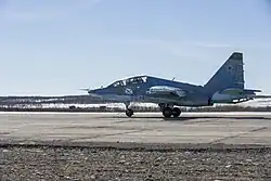 A Northern Fleet Naval Aviation Sukhoi Su-25UTG trainer at Severomorsk-3, 2017