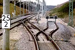 A trap road with buffer stops at the railway station of Allersberg, on the Nuremberg–Munich high-speed railway