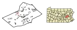 Location of Gordon in Schuylkill County, Pennsylvania.