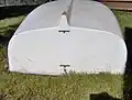 Flat transom on a dinghy with rudder mounting points