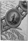 c. 1818 artistic depiction of the 1794 to 1817 state seal of Maryland.
