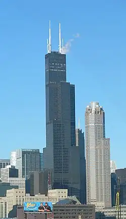 The Willis Tower in Chicago, formerly the Sears Tower, was the world's tallest building from 1973 to 1998