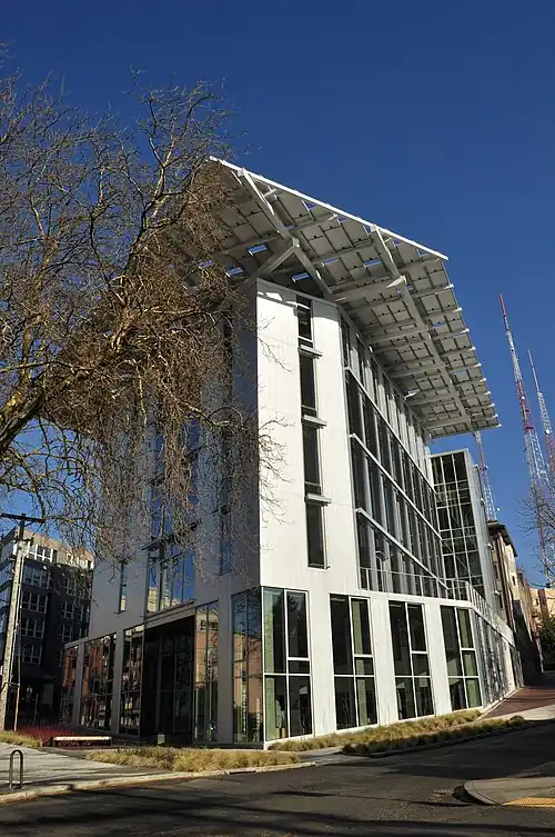 The Bullitt Center, designed by Miller Hull and completed 2013. Certified as a "Living Building".[250]