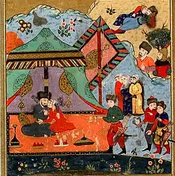 Adil Giray with Khayr al-Nisa Begum, wife of Shah Mohammad Khodabanda