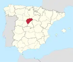 Map of Spain with the province of Segovia highlighted