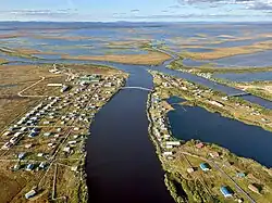 An aerial view of Selawik in 2024