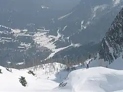 The hamlet of Sella Nevea from Monte Canin