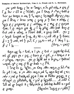 Senior Quikscript example passage from 'J. A. Froude and R. L. Stevenson'