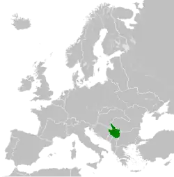 The Territory of the Military Commander in Serbia within Europe, circa 1942