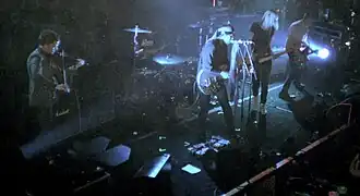 Serena-Maneesh performing in Australia in 2007. From left: Eivind Schou, Einar Lukerstuen, Emil Nikolaisen, Hilma Nikolaisen, Øystein Sandsdalen
