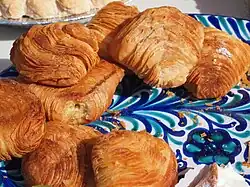 Pastries with a wavy surface on a table