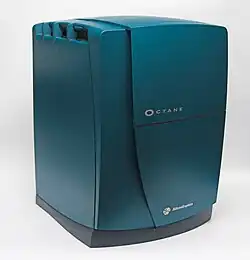 A Silicon Graphics Octane workstation desktop case, shown without a monitor or keyboard attached.