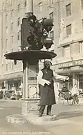 Sikh policeman directing traffic inside Shanghai's International Settlement, c. 1935