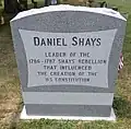 Reverse side of new gravestone for Daniel Shays