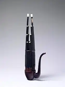 Chinese sheng mouth organ, using oriental free reeds.
