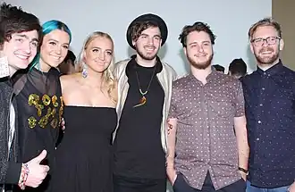 Sheppard at the Art Gallery of New South Wales in October 2014. From left to right: George, Amy, and Emma Sheppard, Jason Bovino, Dean Gordon, and Michael Butler.