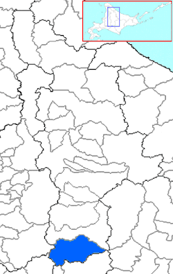 Location of Shimukappu in Hokkaido (Kamikawa Subprefecture)