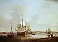 Shipping off Woolwich, Thomas Mellish, 1748, National Maritime Museum. The vessel in the left foreground is a hoy.