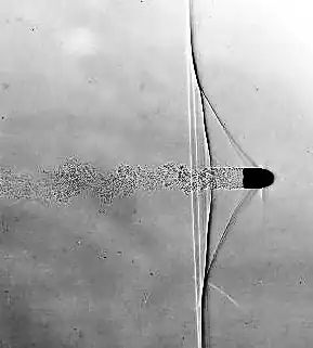 "Edgerton" shadowgraph of bullet in flight