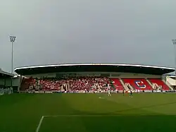Aldershot fans in the Airwair Stand, celebrating their promotion to the Football League