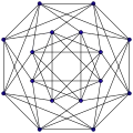 The Shrikhande graph drawn symmetrically.