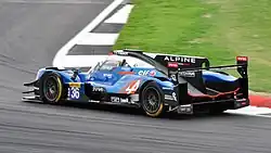 Rear view of the Alpine A470, driven in the 2018 6 Hours of Silverstone.