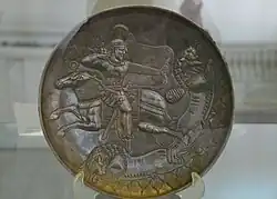 Royal silver plate with Sassanid king Shapur II hunting lions.