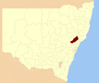 Location in New South Wales