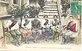 Six favorite court ladies of king Sisowath wear different forms of Kebaya influenced. From left to right, the first two wear the form of av pak, followed by one wearing av sarabap with the next two wearing nyonya kebaya influenced av tneal pkal and ends with one was sitting in her beautiful av sarabap.