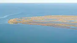 Aerial photograph of camps at Nuvuuraq, the tip of the Sisualik spit
