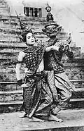 Sita and Ravana performs in a scene of Reamker dance drama.