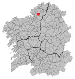 Location of the municipal area in Galicia.