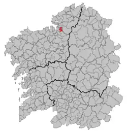 Location of the municipal area in Galicia.