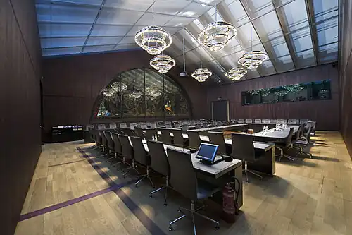 A meeting room in the Federal Palace of Switzerland in Bern.