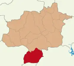 Map showing Gürün District in Sivas Province