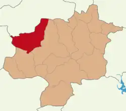 Map showing Yıldızeli District in Sivas Province