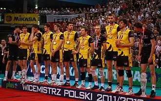 Skra during the 2011–12 PlusLiga season medal ceremony.