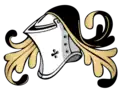 Closed or tilting helm, used by medieval knights, also adopted by English esquires and gentlemen, as well as on burgher arms