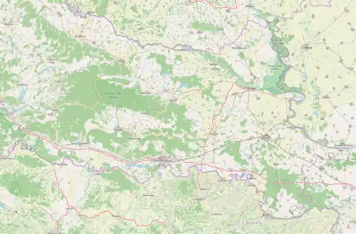 Map of the Slavonia with location of SKD Prosvjeta local subcommittees highlighted