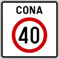 III-29 Maximum speed limit zone (40 km/h).