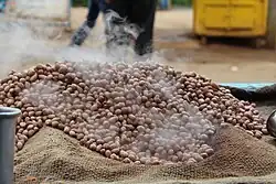 Roasting of peanuts in India