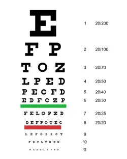 Lines of letters of decreasing size