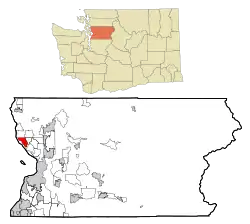 Location of Weallup Lake, Washington