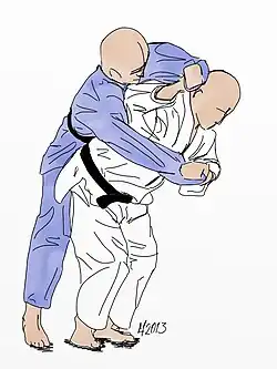 Illustration of the judo throw sode tsurikomi goshi.