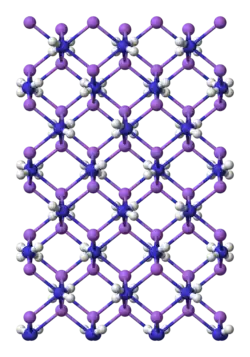 Ball and stick, unit cell model of sodium amide